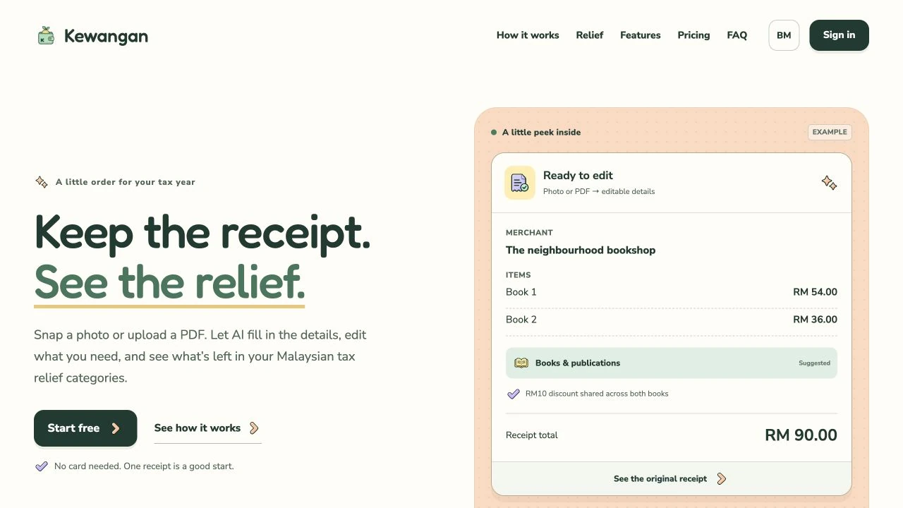 Paparan website sebenar Kewangan.app